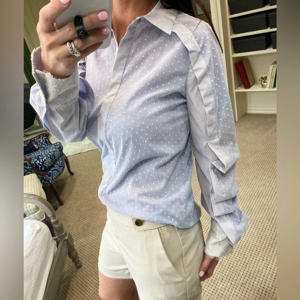Chelsea and walker blue stripe button up